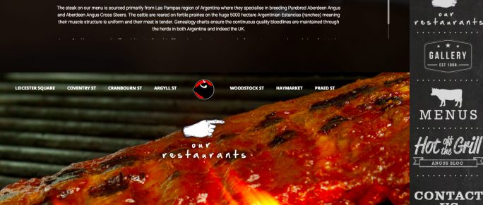 Cadava: work history, project image, fourcommunications, Angus Steakhouses