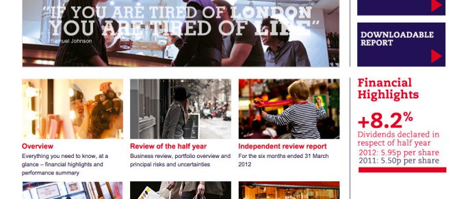 Cadava: work history, project image, fourcommunications, Shaftsbury annual reports